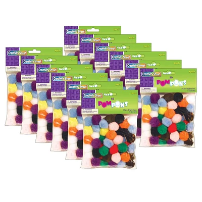 4 Packs: 12 Packs 50 ct. (2,400 total) Creativity Street® 1" Bright Hues Pom Pons