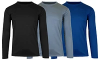 Galaxy by Harvic Long Sleeve Moisture-Wicking Performance Crew Neck Men's T-Shirt 3 Pack