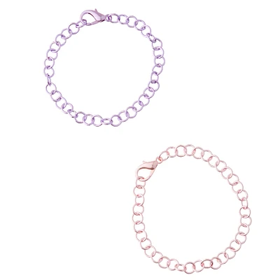 12 Packs: 2 ct. (24 total) Pink & Purple Chain Bracelets by Creatology™