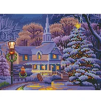 Sparkly Selections House & Christmas Tree Pre-Framed Diamond Painting Kit with Backlighting