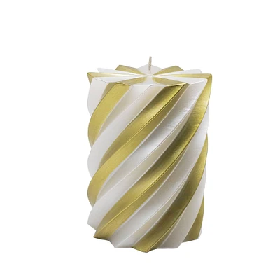 4" White & Gold Twist Unscented Candle by Ashland®