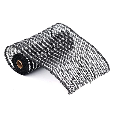 10" Black & White Stripe Poly Burlap Mesh by Celebrate It™