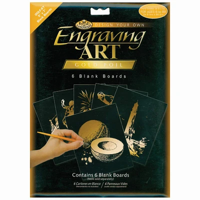 Royal & Langnickel® Engraving Art™ 5" x 7" Gold Foil Blank Boards, 6 Sheets