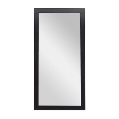 26" Black Rectangle Wood Contemporary Wall Mirror