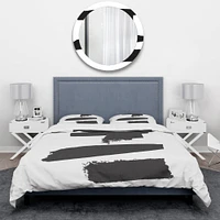 Designart 'Black and White Geometric Company I' Geometric Bedding Set - Duvet Cover & Shams