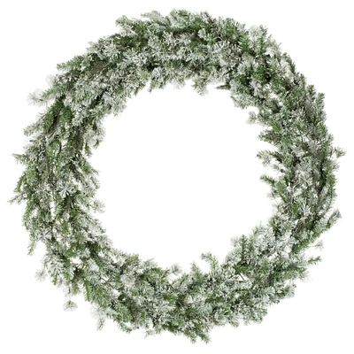 60" Pre-Lit Flocked Kiana Artificial Christmas Wreath, Warm White Dura-Lit® LED Mini Lights