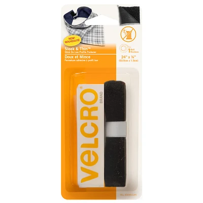 12 Pack: VELCRO® Brand Sleek & Thin™ Stick On Black Fastener Roll