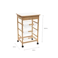 Organize It All 3-Tier Basket & Drawer Kitchen Cart
