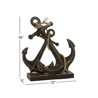 16" Black Metal Anchor Sculpture