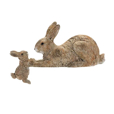 4" Mommy Rabbit With Bunny Figurine Tabletop Hanger Set