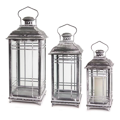 Metal & Glass Lantern Set