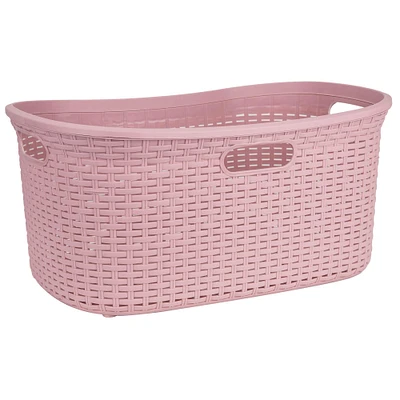 Mind Reader 10.5'' Pink Laundry Basket with Cutout Handles