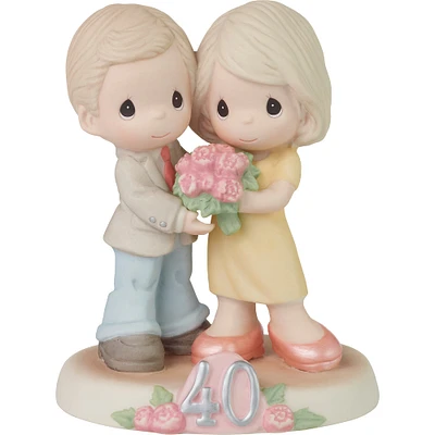 Precious Moments 5" Forty Loving Years Together Bisque Porcelain Figurine