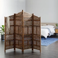 Brown Mango Wood Traditional Room Divider Screen