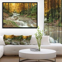 Designart - Forest Waterfall with Yellow Trees