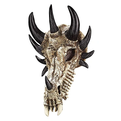 Design Toscano 12" Manchester's Dragon Bones Sculptural Skull Wall Sculpture