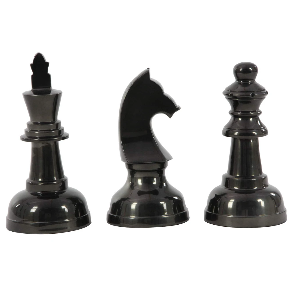 CosmoLiving by Cosmopolitan Dark Gray Chess Sculpture Set