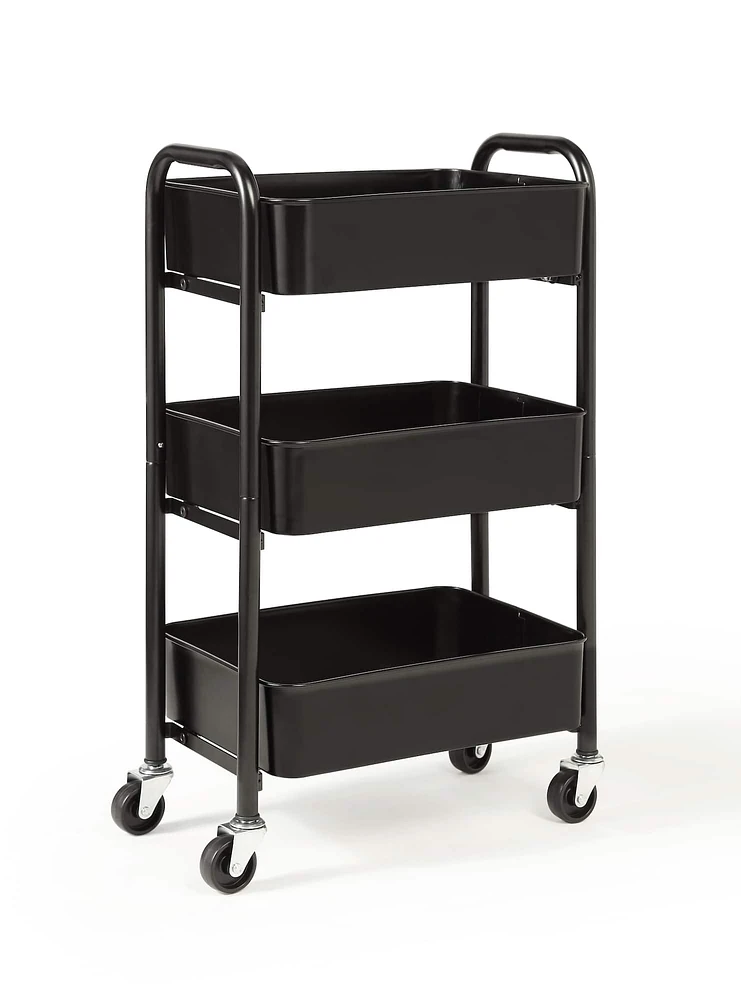 SunnyPoint Compact 3-Tier Metal Rolling Cart