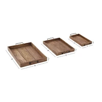 Rustic Brown Mango Wood Tray Set