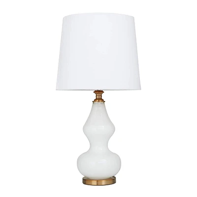 White Glass Table Lamp 15" x 15" x 29"