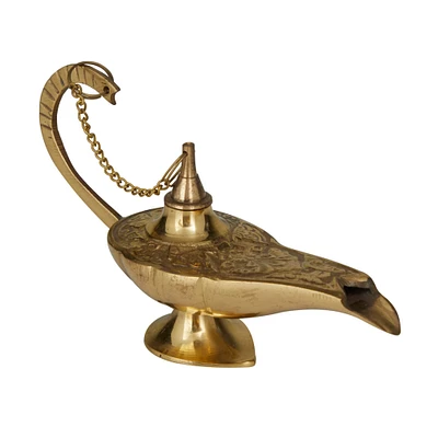 Gold Metal Eclectic Aladdin Lamp, 6" x 2" x 4"