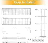 NEX™ 24" Silver Over the Door Basket Rack with Hooks