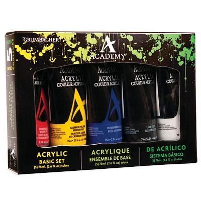 Grumbacher® Academy® 5 Color Acrylic Basic Set