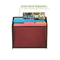 Mind Reader Black 3-Tier Jumbo Metal Mesh File Holder, Desktop File Box, Magazine & Document Organizer