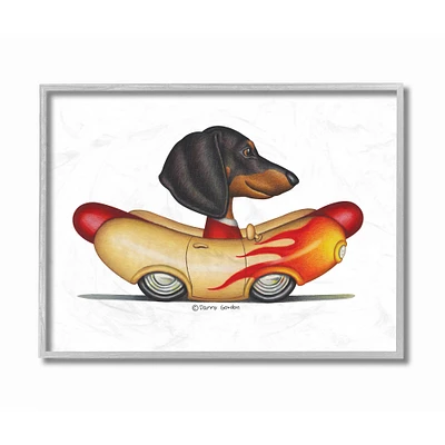 Stupell Industries Dachshund in Weenie Mobile Wall Art in Gray Frame