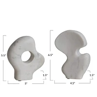 Bloomingville 6.5" White Decorative Abstract Marble Sculptures Set