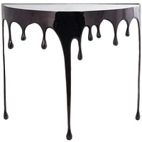 32" Aluminum Drip Console Table with Melting Designed Legs & Shaded Glass Top