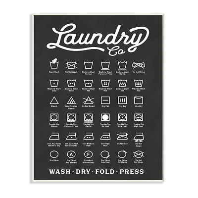Stupell Industries Laundry Business Symbols Chart Simple Shapes Wood Wall Plaque