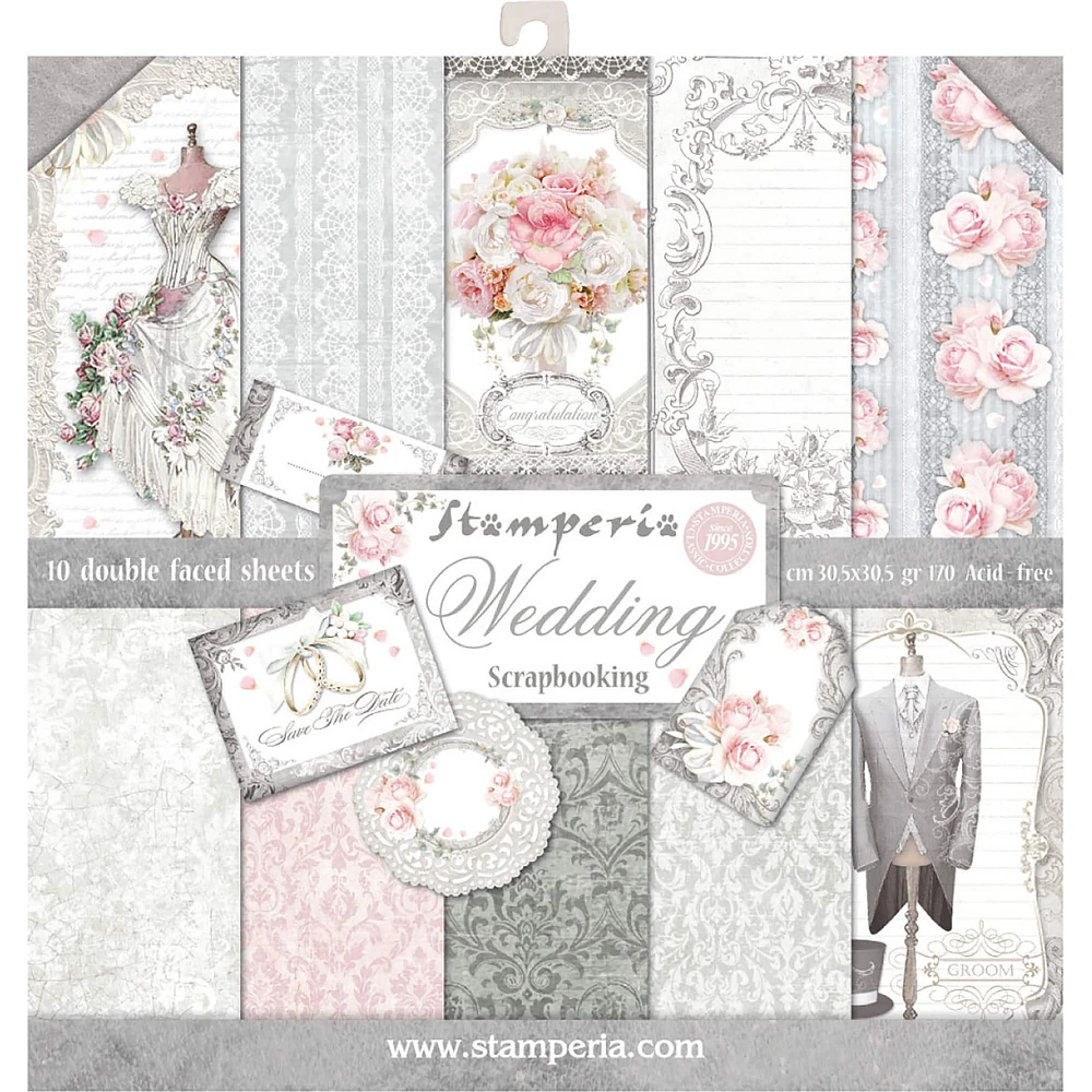 Stamperia Wedding Double-Sided Paper Pad, 12'' x 12''