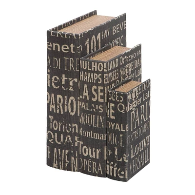 Black French Themed Typography Wood Traditional Box Set