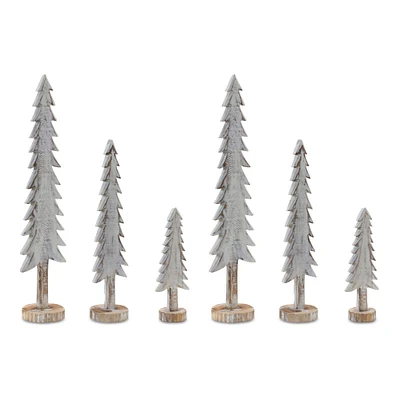 White Wood Tabletop Pine Tree Set