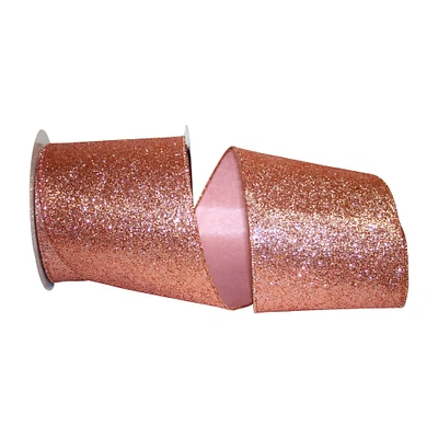 Reliant 4" x 10yd. Rose Gold Gala Glimmer Wired Ribbon