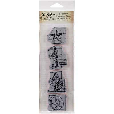Stampers Anonymous Tim Holtz® Mini Blueprints Nautical Strip Cling Stamps