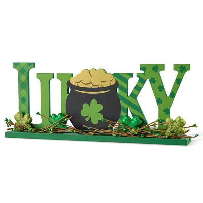 Glitzhome® 15.75" St. Patrick'Lucky Wooden Table Decor