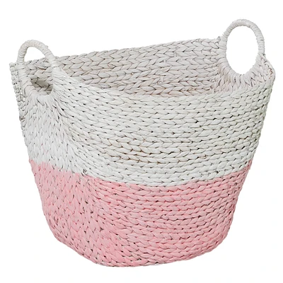CosmoLiving by Cosmopolitan 21" White Water Hyacinth Contemporary Storage Basket