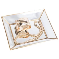 Home Details Medium Gold Vintage Mirrored Bottom Glass Keepsake Tray