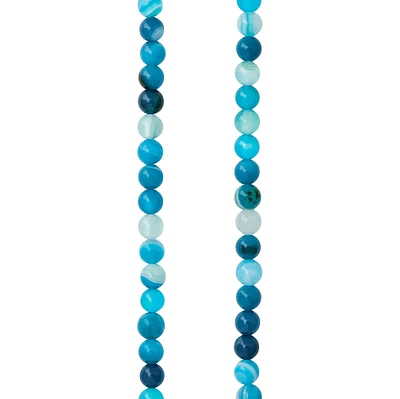 Blue Striped Agate Round Beads, 4mm by Bead Landing™