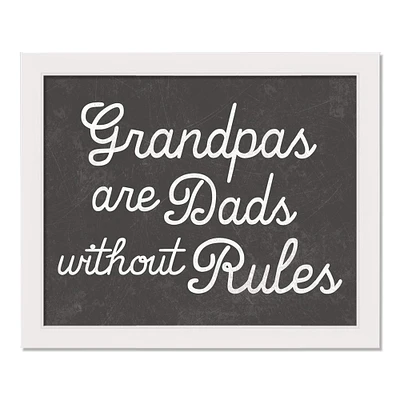 Grandpas are Dads without Rules White Framed Print Under Plexiglass
