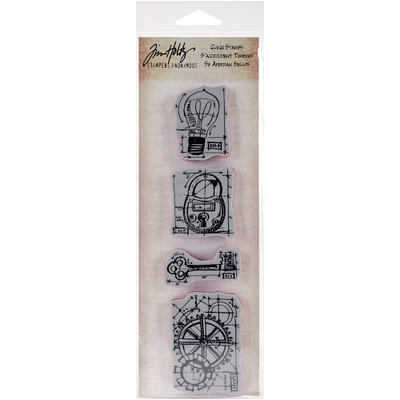 Stampers Anonymous Tim Holtz® Industrial Blueprint Strip Mini Cling Stamps