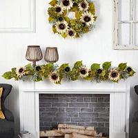 5ft. White Sunflower & Hydrangea Garland