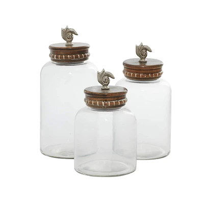 Clear Glass Decorative Jar Set