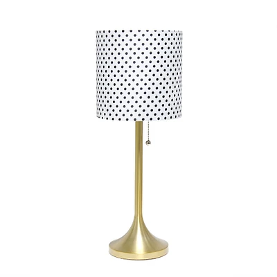 Simple Designs 21.5" Tapered Gold Table Lamp with Fabric Drum Shade