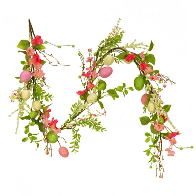 5ft. Flowering Pink & Green Easter Garland