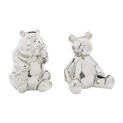 CosmoLiving by Cosmopolitan Set of 2 Silver Ceramic Sculpture 8", 7"