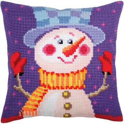 RTO Collection D'Art® Cheerful Snowman Stamped Needlepoint Cushion Kit