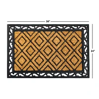 RugSmith Natural & Black Diamond Molded Rubber & Coir Doormat